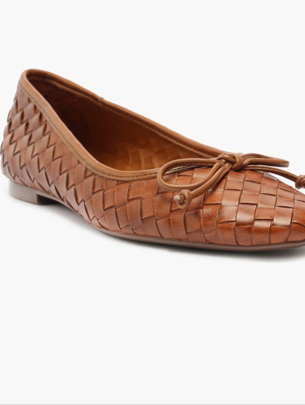 SCHUTZ Woven Leather Ballet Flat - Cognac Brown